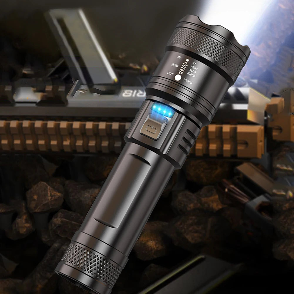 Rechargeable 3 Light Modes Type C USB Zoomable Flashlight
