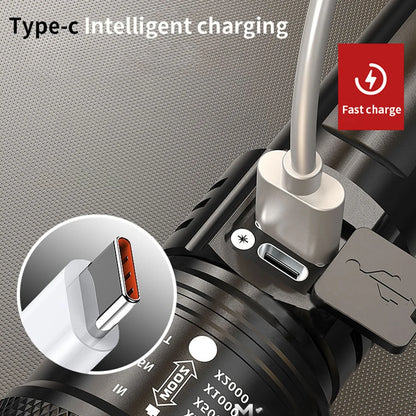 Rechargeable 3 Light Modes Type C USB Zoomable Flashlight