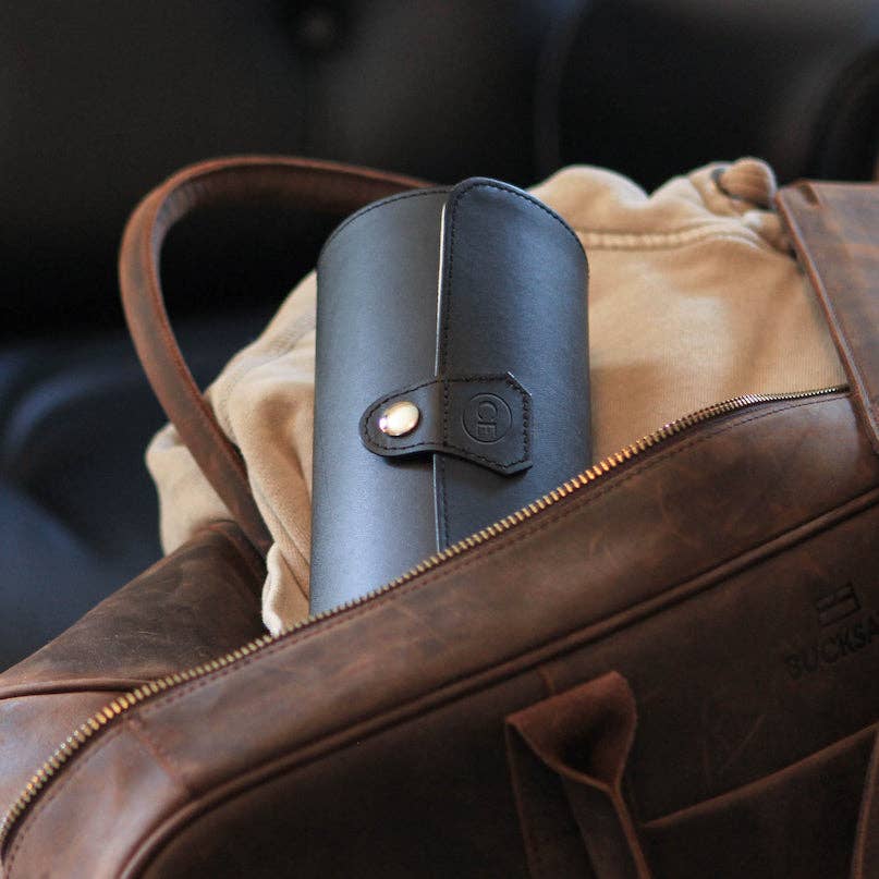 Travel Watch Case - Black Vegan Leather