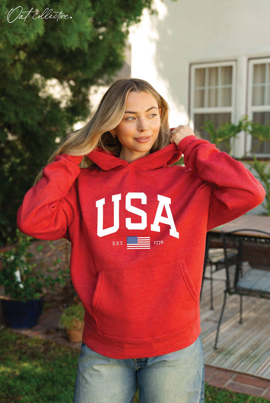 USA EST 1776 Hoodie Pullover Sweatshirt