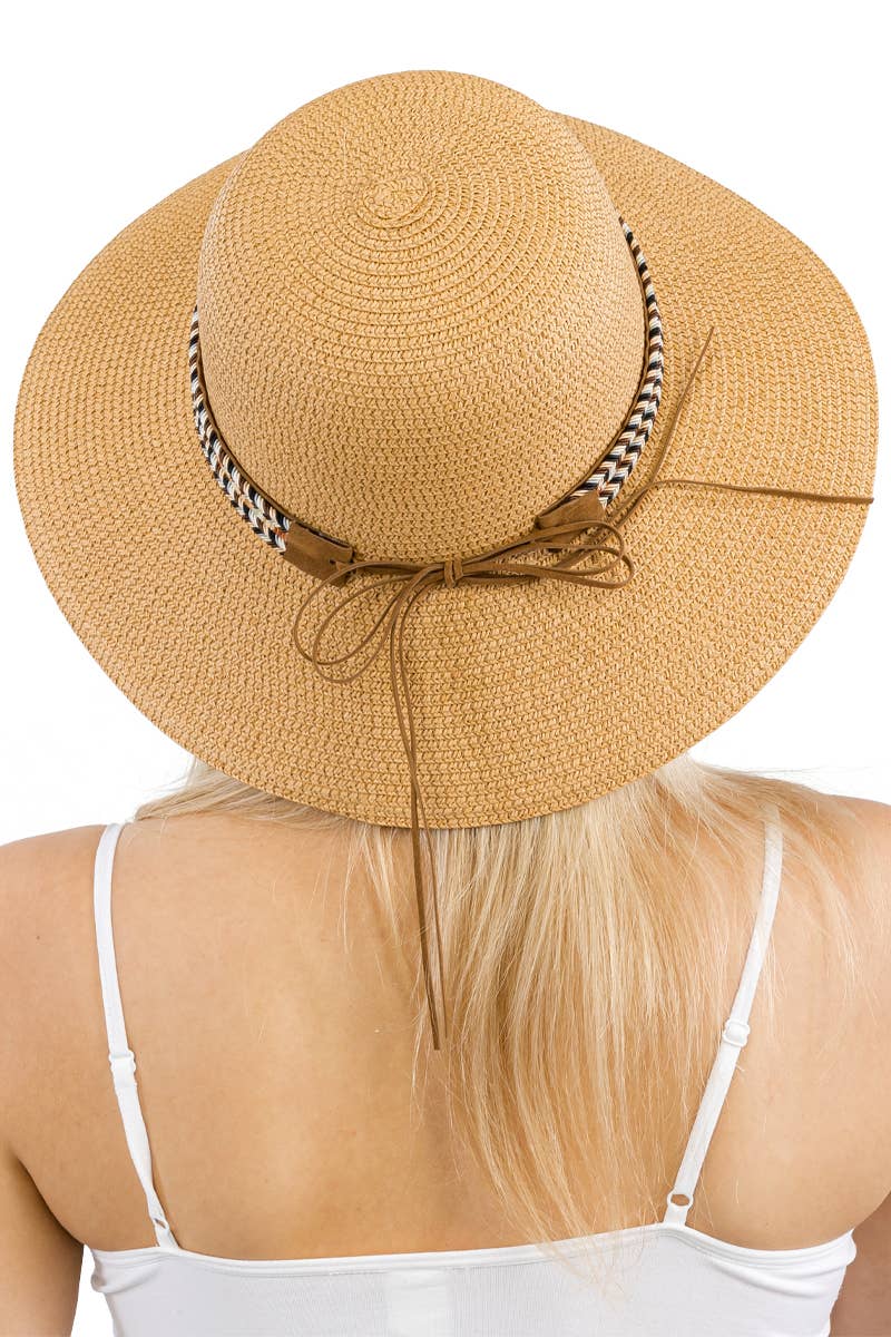 Tribal Band Dome Brim Straw Derby Sun Hat