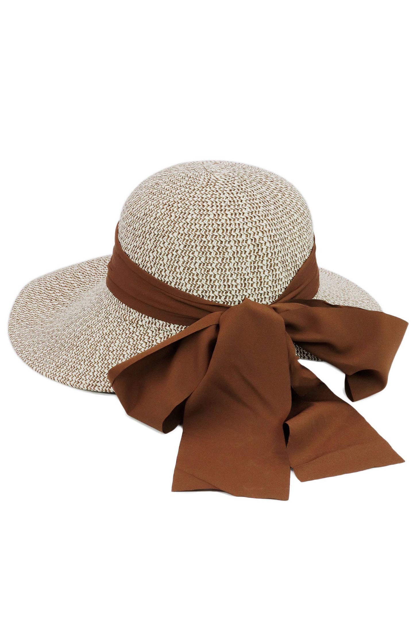 Mix Grain Straw Satin Ribbon Dome Derby Sun Hat