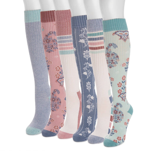 MUK LUKS Women's Tall Cotton Compression Knee-High Socks