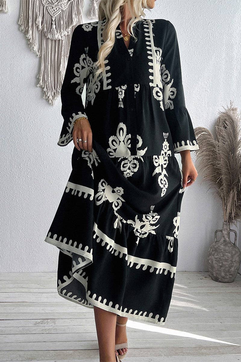 Regal Baroque Midi Dress