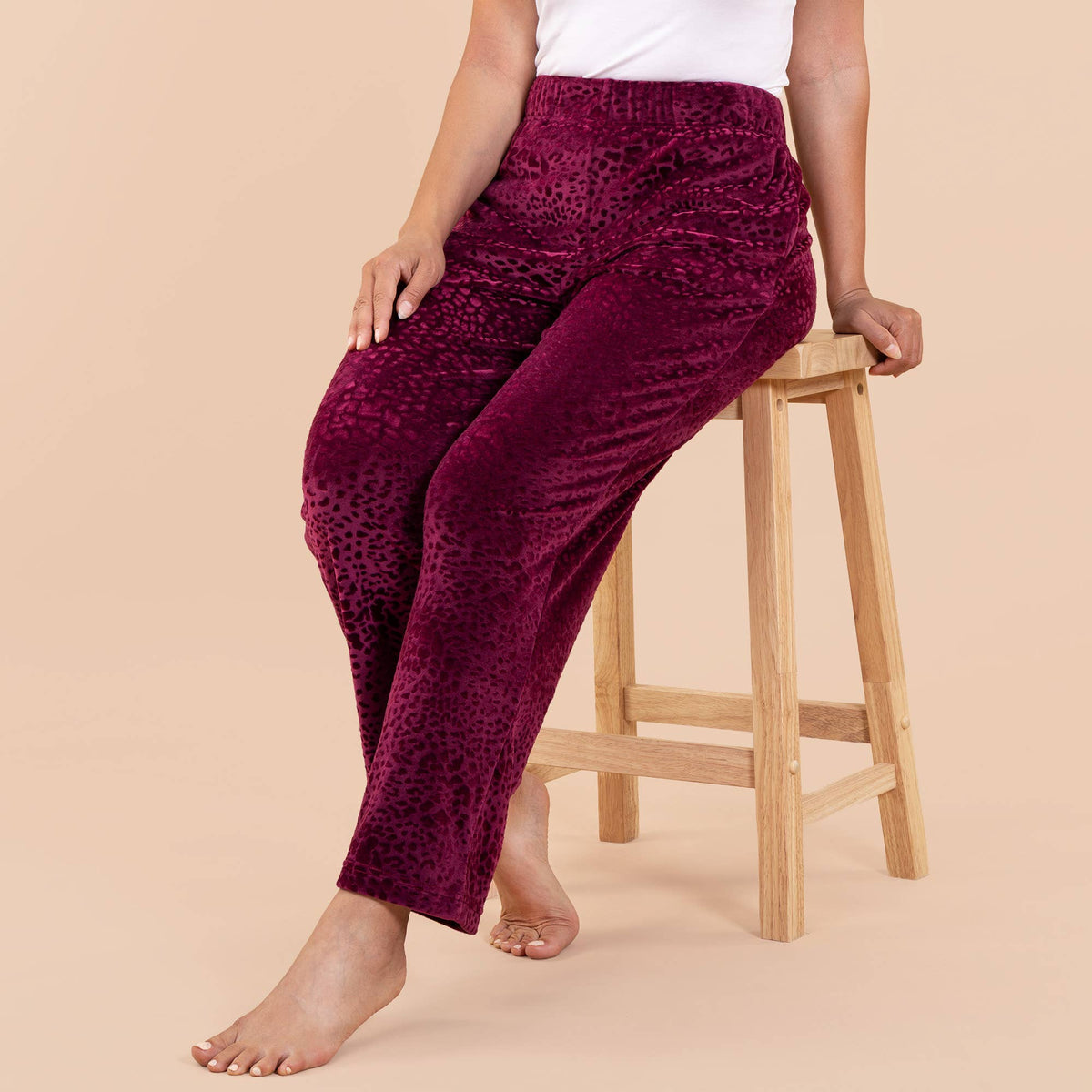 Leopard Luxe Lounge Pajama Pants | Soft Velour PJ Bottoms