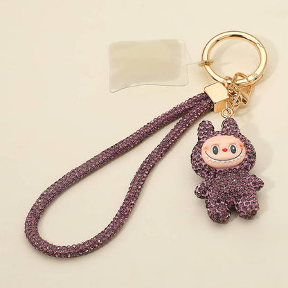 Bling Studded Monster Bunny Figure Phone Strap Keychain Bag Charm
