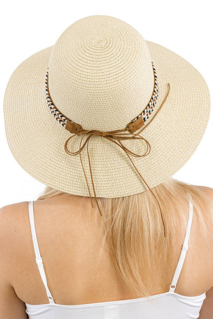 Tribal Band Dome Brim Straw Derby Sun Hat