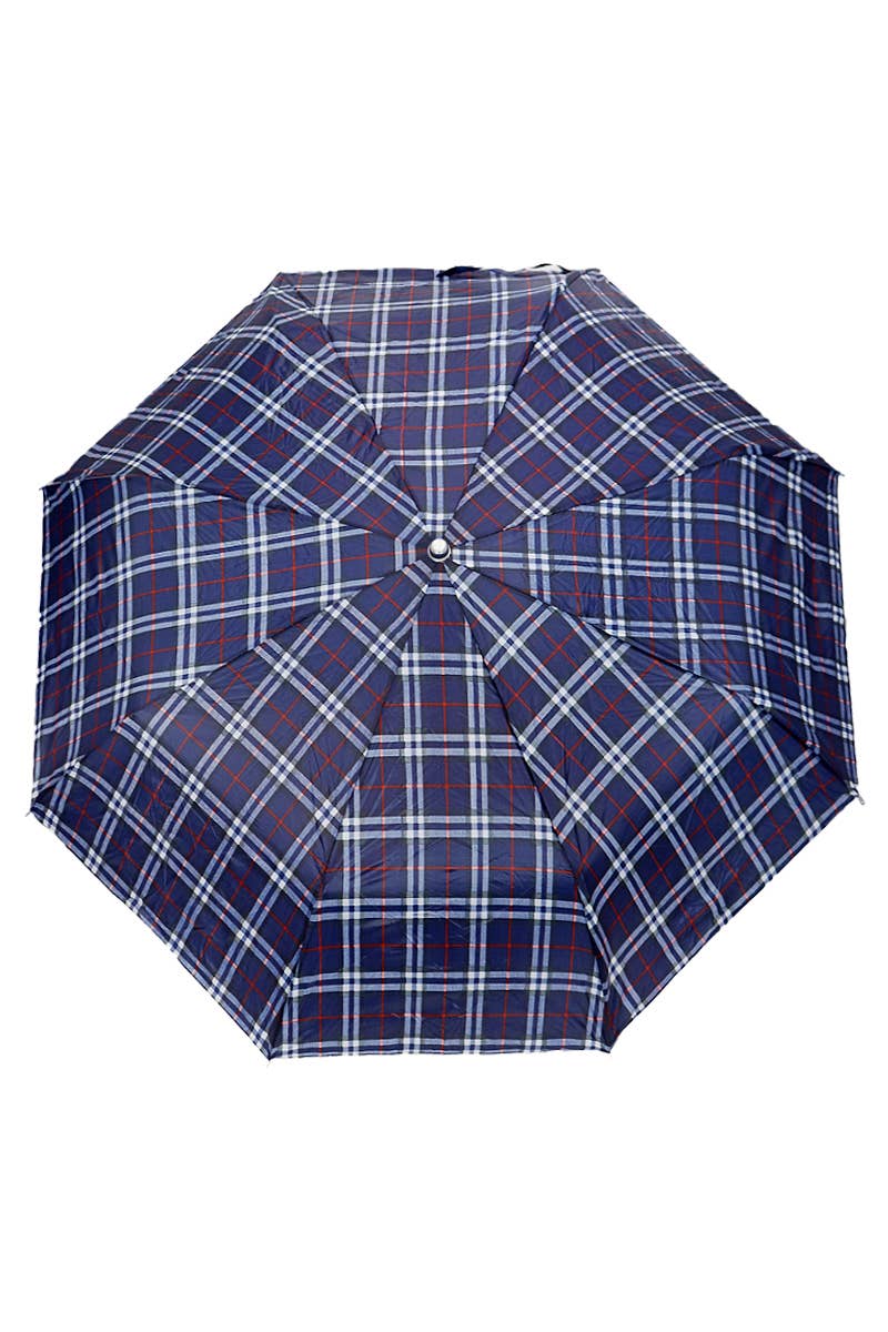 Plaid Auto Open Bi-Fold Compact Umbrella