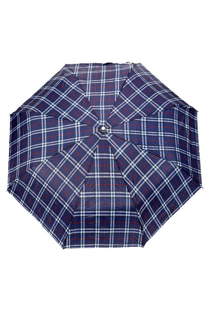 Plaid Auto Open Bi-Fold Compact Umbrella