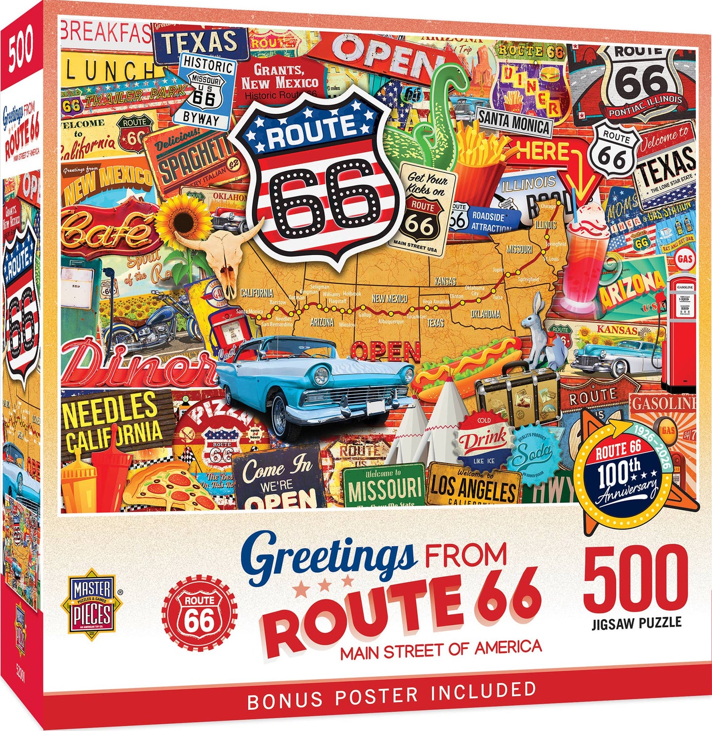 Greetings From Route 66 - 500 Piece Jigsaw Puzzle