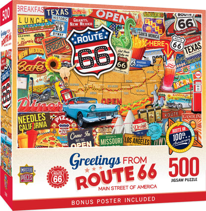 Greetings From Route 66 - 500 Piece Jigsaw Puzzle