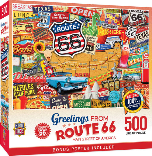 Greetings From Route 66 - 500 Piece Jigsaw Puzzle