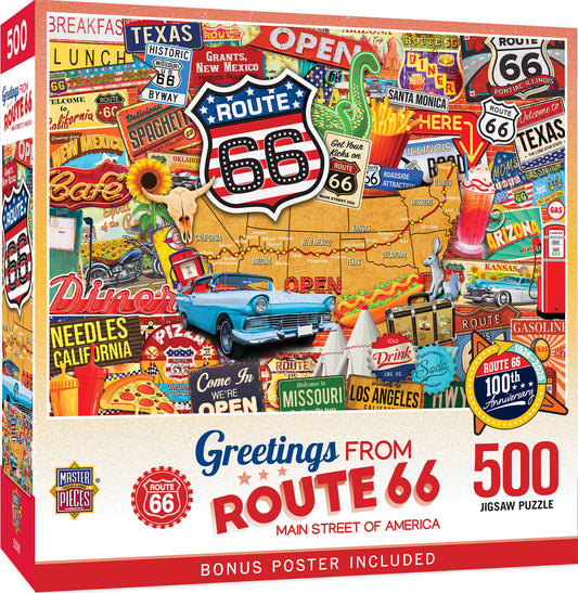 Greetings From Route 66 - 500 Piece Jigsaw Puzzle