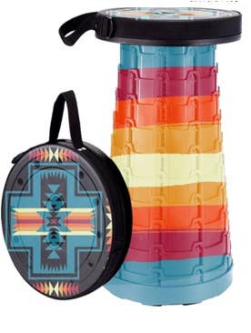 Stool - Portable Folding Stool-Southwestern Pattern