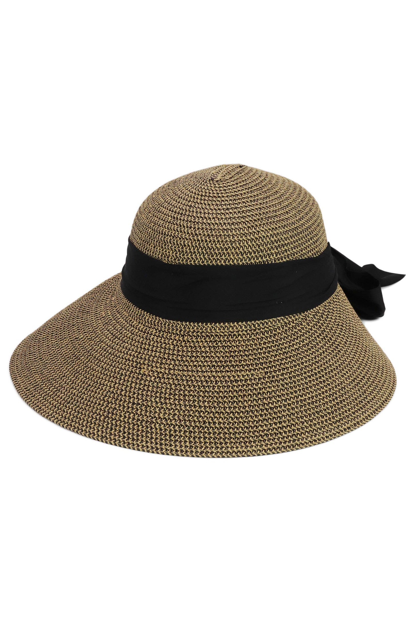 Mix Grain Straw Satin Ribbon Dome Derby Sun Hat