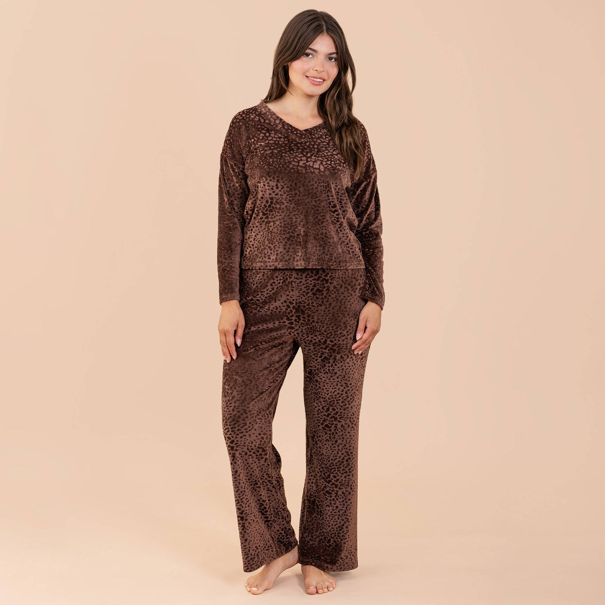 Leopard Luxe Lounge Pajama Pants | Soft Velour PJ Bottoms