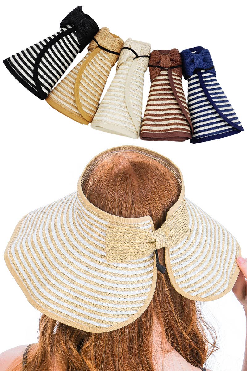 Harbor Stripe Pack And Go Wide Roll-up Sun Hat