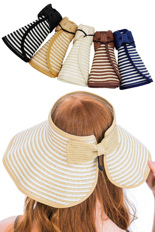 Harbor Stripe Pack And Go Wide Roll-up Sun Hat