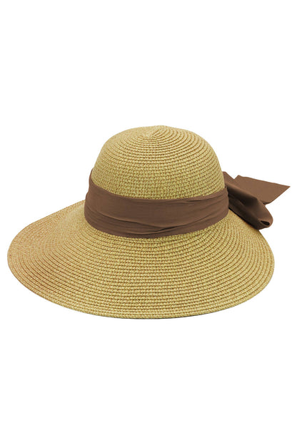 Mix Grain Straw Satin Ribbon Dome Derby Sun Hat
