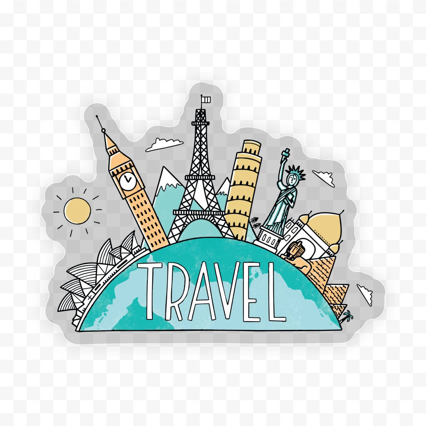 Travel The World Clear Sticker