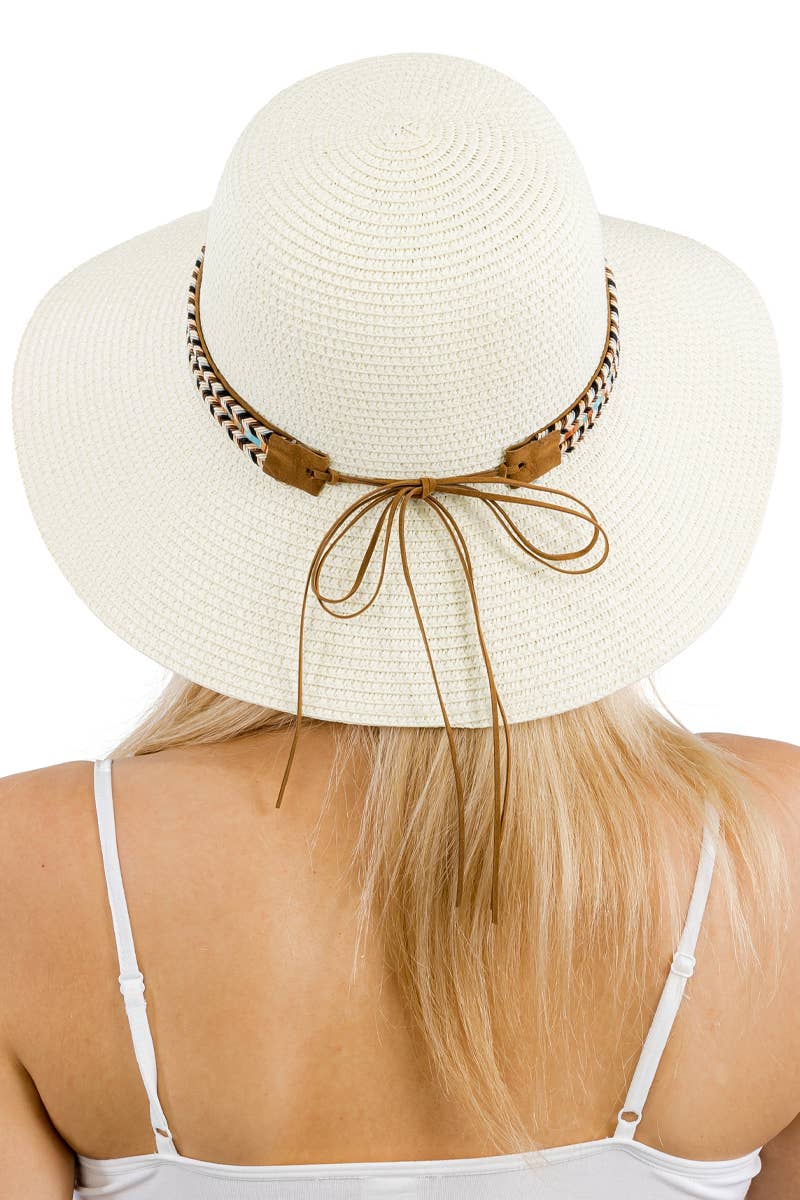 Tribal Band Dome Brim Straw Derby Sun Hat