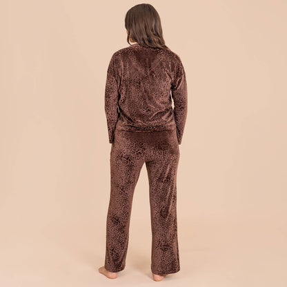 Leopard Luxe Lounge Pajama Pants | Soft Velour PJ Bottoms