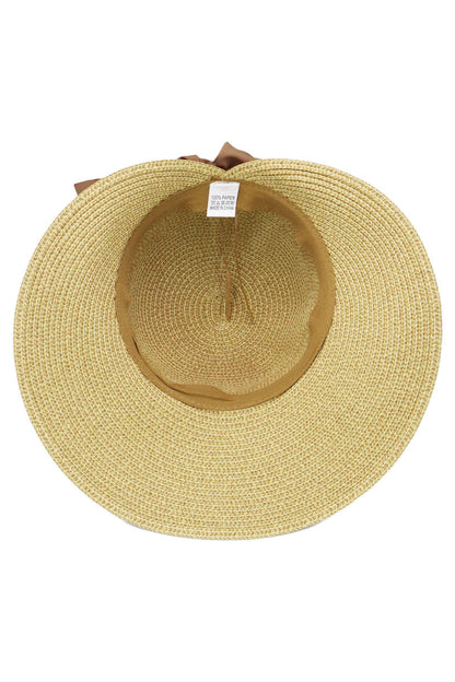 Mix Grain Straw Satin Ribbon Dome Derby Sun Hat