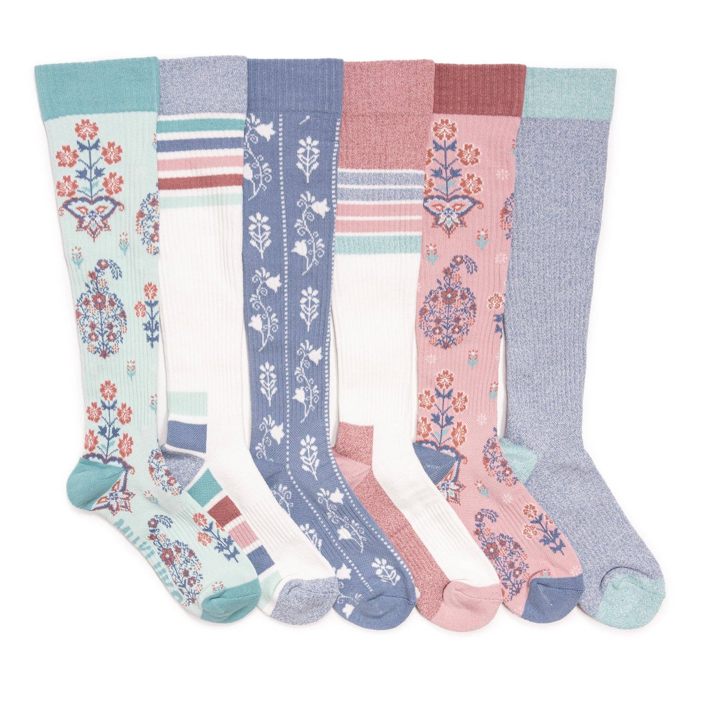 MUK LUKS Women's Tall Cotton Compression Knee-High Socks