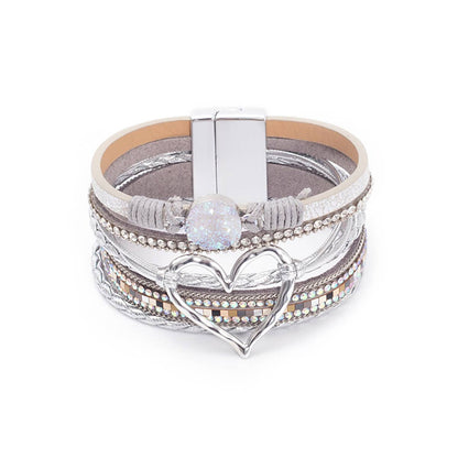 Bohemian Heart Buckle Bracelet | Rhinestone Magnetic