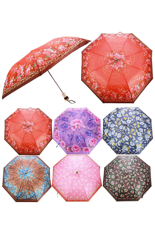 Assorted Floral Auto-Open Compact Umbrella