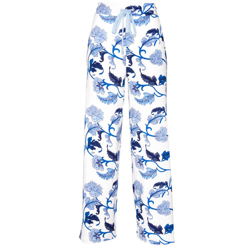 Blu Acanthus Leaf Pajama Pants | Blue Flower PJ Bottoms