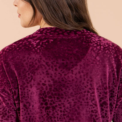 Leopard Luxe Lounge Pajama Top | Long-Sleeve Velour PJs