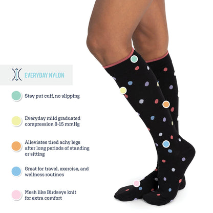 MUK LUKS Women's Tall Cotton Compression Knee-High Socks