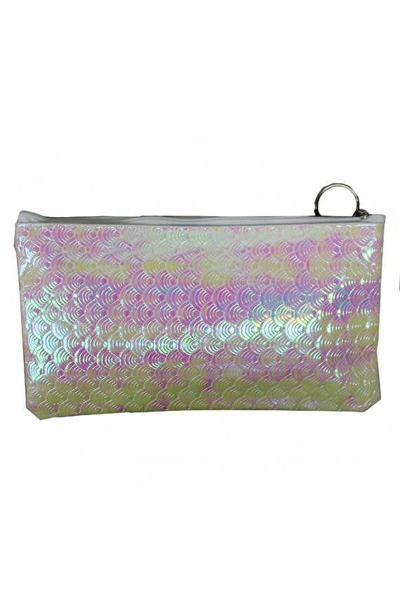 Holographic Mermaid Scale Pattern Zipper Pouch