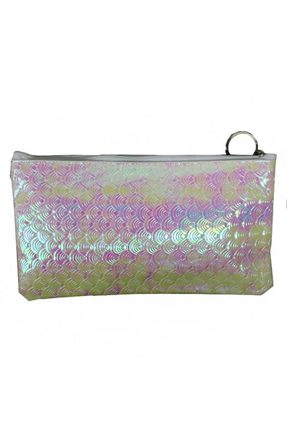 Holographic Mermaid Scale Pattern Zipper Pouch
