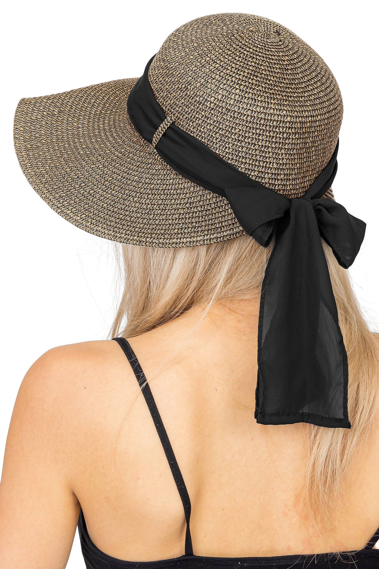 Mix Grain Straw Satin Ribbon Dome Derby Sun Hat