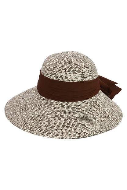 Mix Grain Straw Satin Ribbon Dome Derby Sun Hat