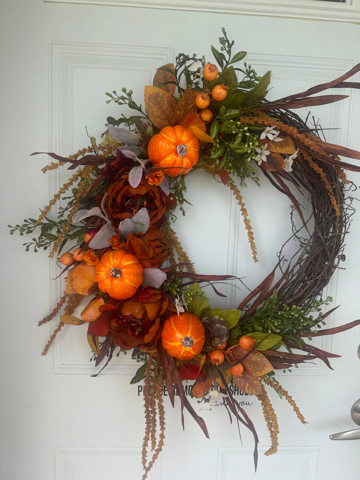 Fall Harvest Handcrafted Grapevine Wreath