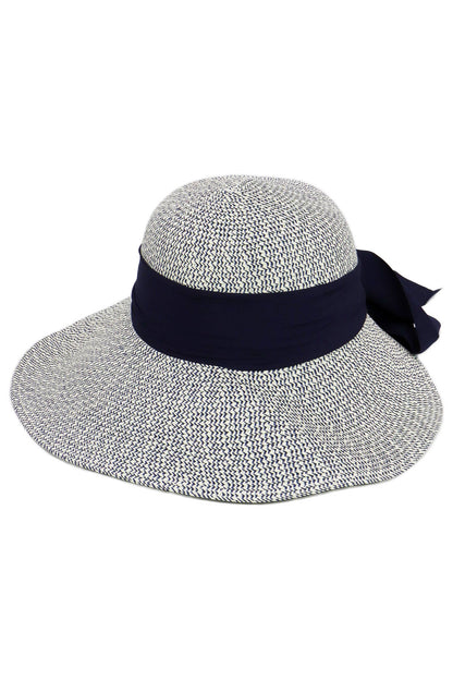 Mix Grain Straw Satin Ribbon Dome Derby Sun Hat