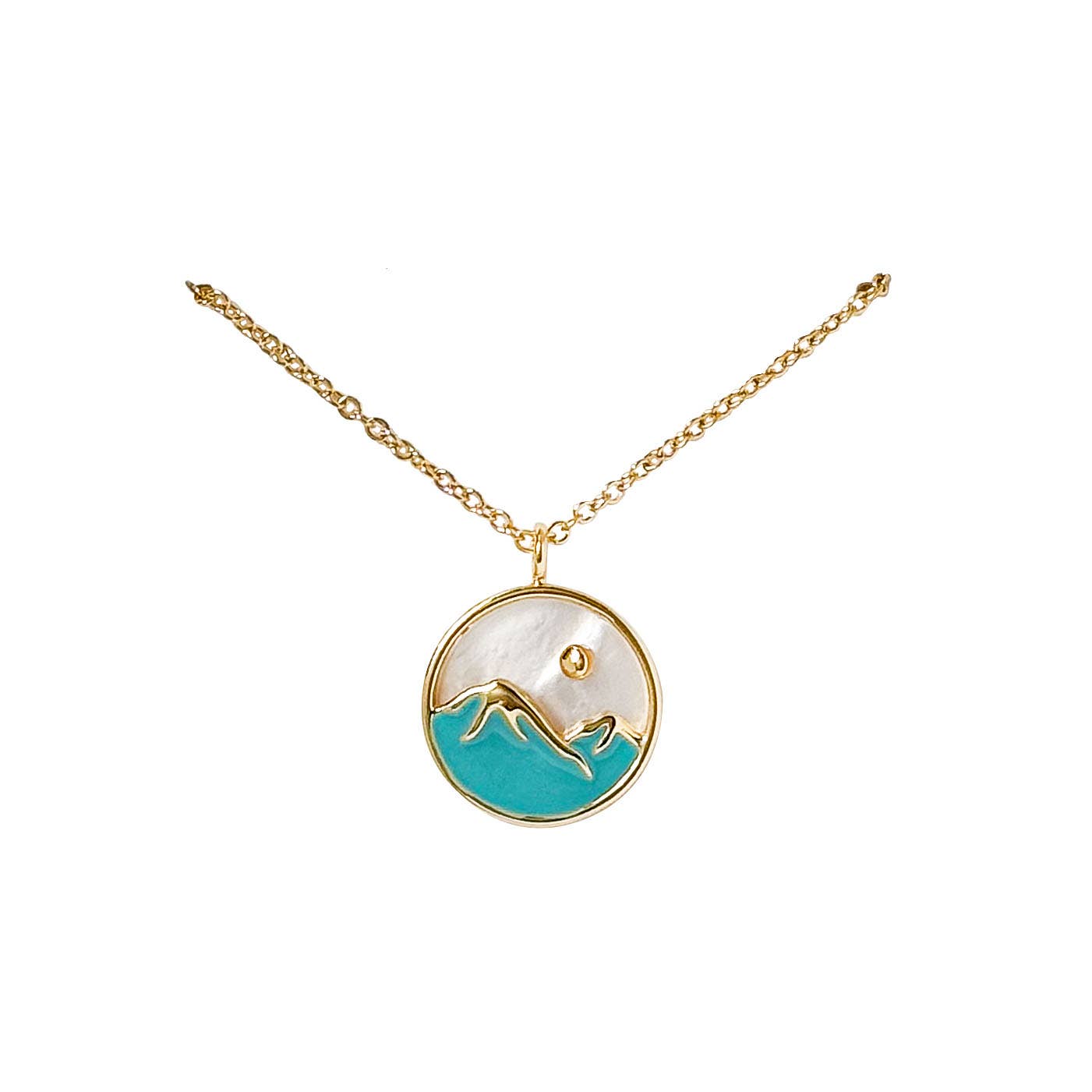 MOP and Enamel Mountain Necklace
