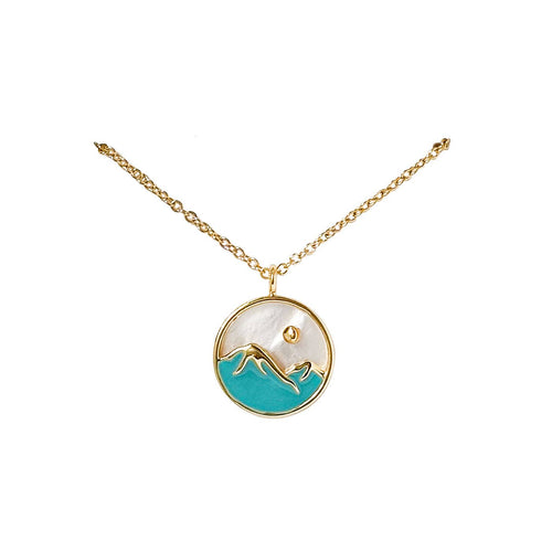 MOP and Enamel Mountain Necklace