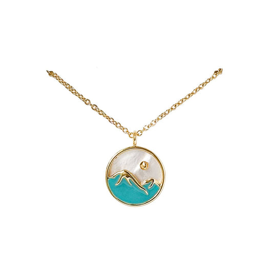 MOP and Enamel Mountain Necklace