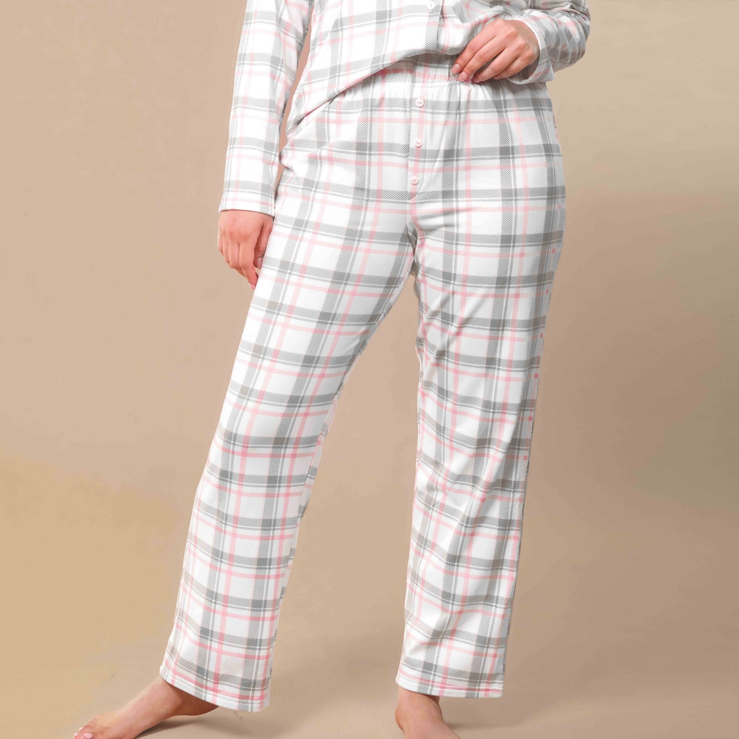 Pink and Grey Plaid Pajama Pants | Cloud Plush PJ Bottoms
