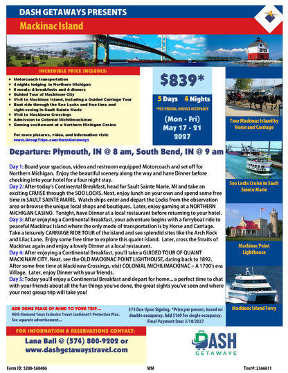 2027 Mackinac Island & Northern Michigan Adventure