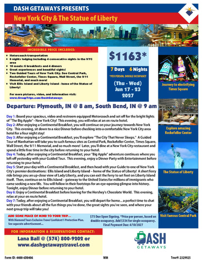 2027 Summer New York City Lights & Liberty Adventure!