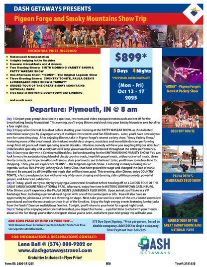 Pigeon Forge and Smokey Mountains Show Trip